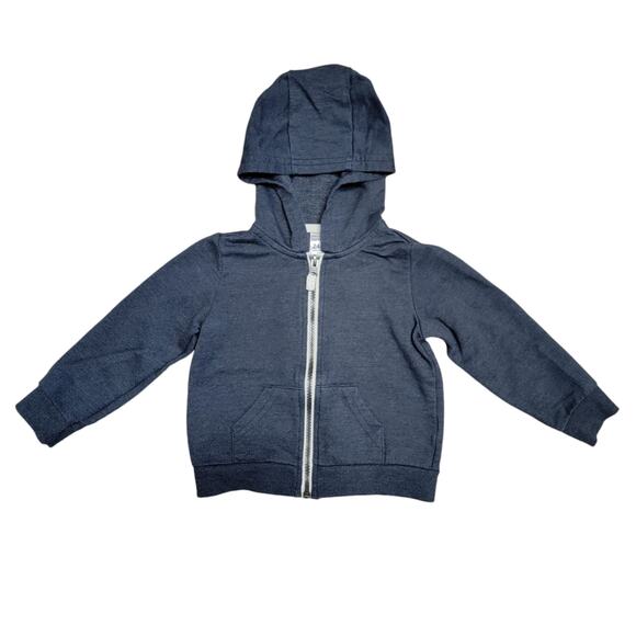 Carters Gray Hoodie Sz 24M Charcoal Full Zip Sweatshirt‎ Hood Fleece Boys Girls - Picture 1 of 7